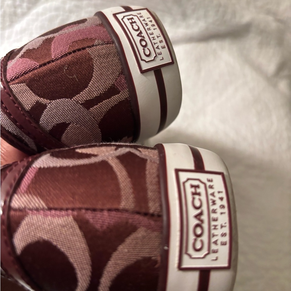 Coach Women's Maroon Signature Canvas Sneakers - Picture 4 of 5